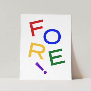Fore! 5 colors golf art print, golf poster, golf home decor, golf wall art