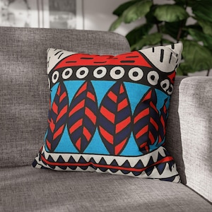 African pattern print pillow Cover or Complete Pillow, Boho Living Room Decor, African, Ankara Inspired, throw pillow, Mudcloth, Bold Tribal