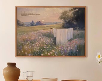 哀歌3:22-23 風景画 モダンクリスチャンウォールアート、あなたの誠実さは偉大です、風景画 モネスタイル 聖書壁装飾 印刷可能