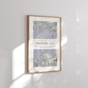 Proverbios 3:5-6, Confía en el Señor con todo tu corazón, Arte mural cristiano moderno y hermoso, Decoración de pared con versículos bíblicos estéticos y relajantes.