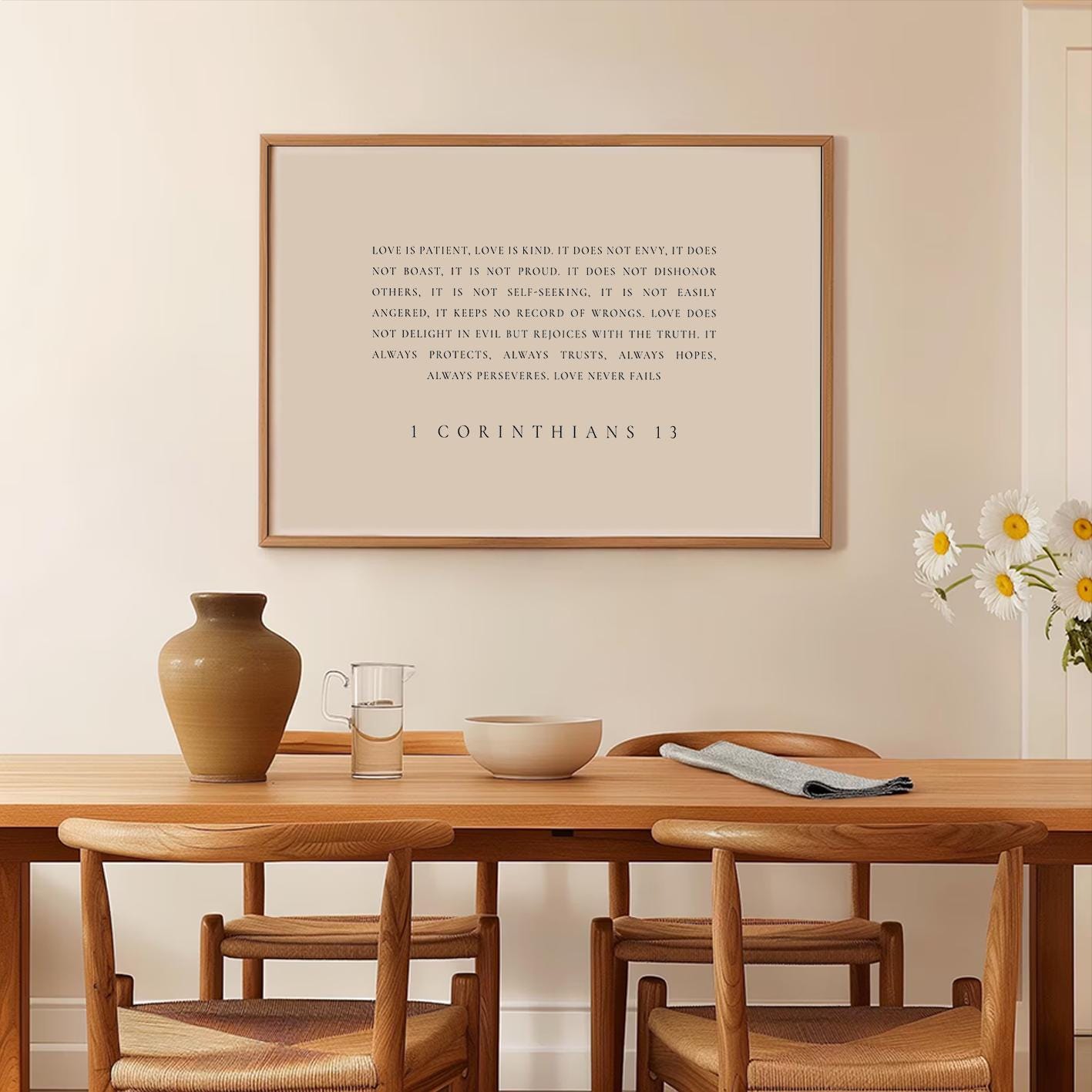 1 Corinthians 13:4-8 Modern Minimalist Christian Wall Art (horizontal ...