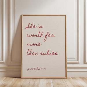 Proverbs 31 Ruby Red Christian Wall Art (Digital Download)