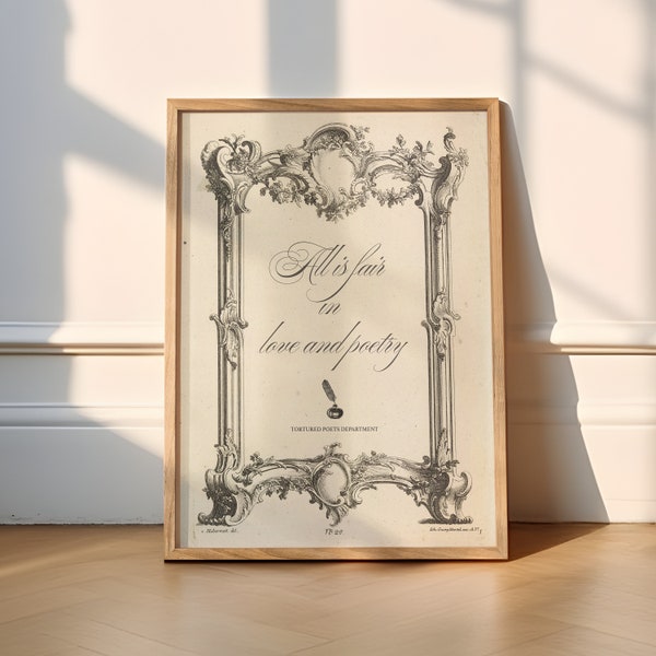 All is Fair in Love and Poetry Vintage Royal Aesthetic Wall Art | Tortured Poets Department Taylor Swift