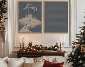 Holiday Art Nativity Print Set: Vintage Bethlehem Blue Festive Christmas Wall Art (Digital Download)