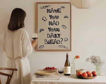 Jesus Our Daily Bread Christian Wall Art (black): Hand-drawn Bible Verse (Digital Download)