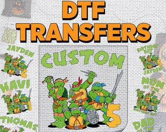 Custom Age Turtle Birthday Party DTF,Heat Press,Personalized Name Turtles DTF,Transfer Ready To Press,DTF Prints Heat Transfer