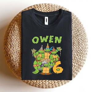 Turtles Pizza Birthday Boy T-Shirt, Turtles Matching, Custom Turtle Birthday Party Shirts, Movie Toddler, Anime Boy Tee, Green Turtles Shirt