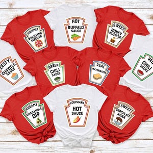 Funny Group Condiments Matching Halloween Costume Party Shirts, Condiments Teacher T-shirt,  Halloween Costume Tee,Adults Youth Ketchup Gift