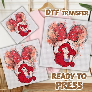 Disney Princess Ariel DTF Transfer, Disney Mermaid Ariel Ready To Press, Girls Trip Transfer, Watercolor Disneyland Trip DTF