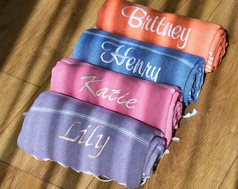 Customizable Organic Turkish Cotton Beach Towel, Personalized Gift