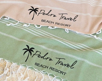 Custom Turkish Beach Towel – Personalized Monogram, Wedding & Bachelorette Party Favors, Bulk Wholesale Towels with Custom Logo-Eco-Friendly