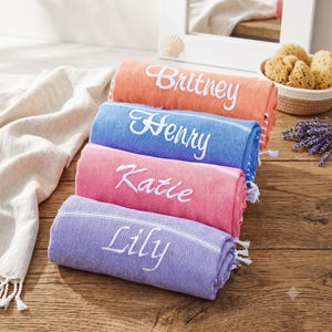 Personalized Turkish Beach Towel, Embroidered Name, Sweet 16 Gift