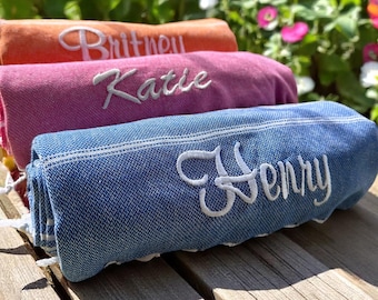Bridesmaid Beach Towel, Custom Name Towel, Bachelorette Party Wrap, Wedding Favor, Gift for Her, Personalized Turkish Cotton