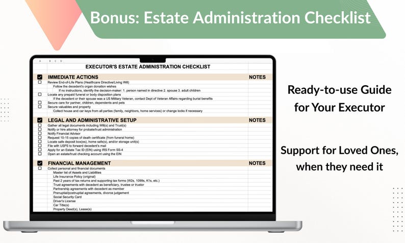 Life Affairs Organizer: Digital Excel Spreadsheet | Financial, Medical, Estate, End of Life & More | PDF Guidebook image 6