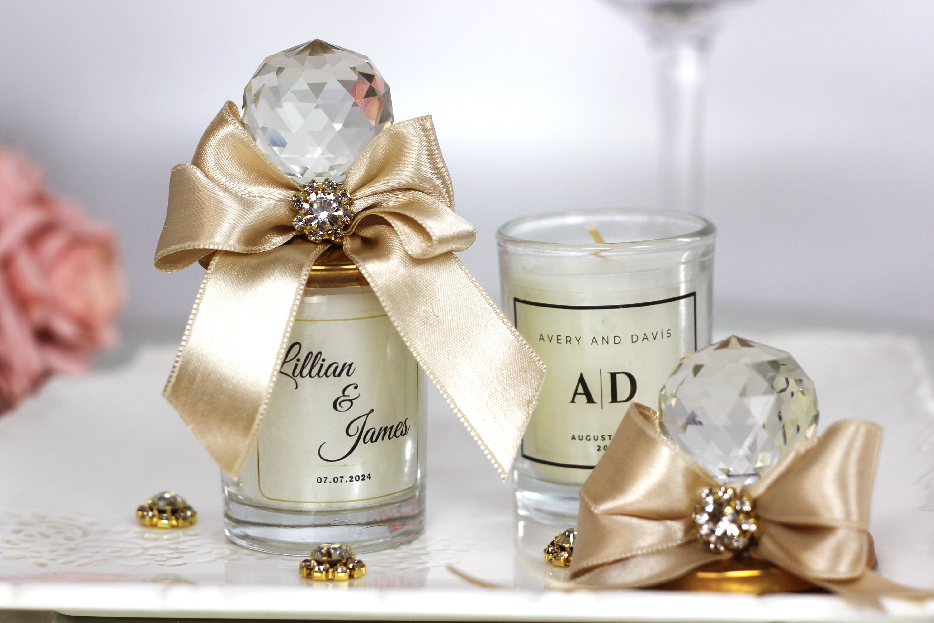 Personalized Crystal Lid Wedding Favor Candle, Elegant Gift - Etsy