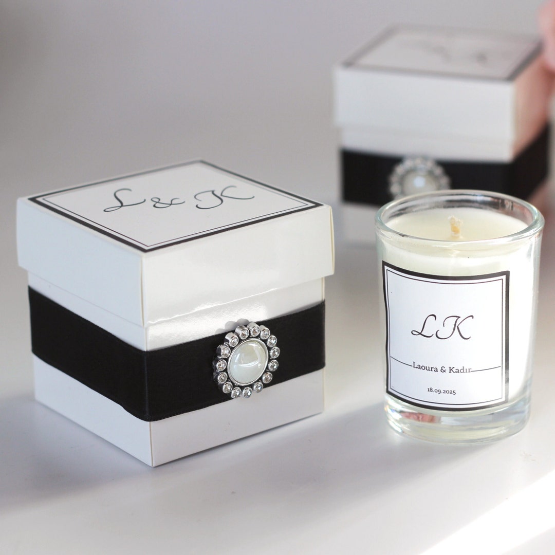 Personalized Elegant Candle Wedding Favor for Guests, Bridal Shower ...