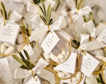 Personalisierte Hochzeit Mandel Süßigkeiten Bevorzugungen für Gäste, eine italienische Hochzeitstradition Fünf gezuckerte Mandel Süßigkeit Favor, Hochzeit Mandel Süßigkeit Geschenk