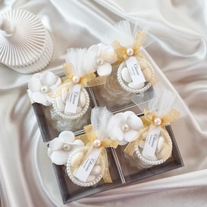 Personalized Wedding Almond Candy Favors For Guests, An Italian Wedding Tradition Five Sugared Almond Candy Favor, Wedding Almond Candy Gift