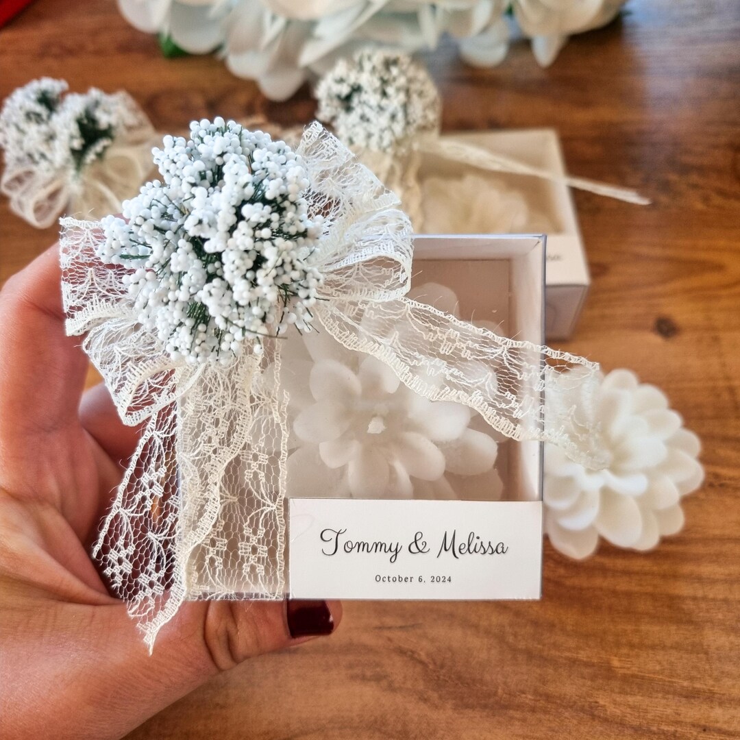 Personalized Wedding Lotus Candle Favors for Guests, Flower Candle ...