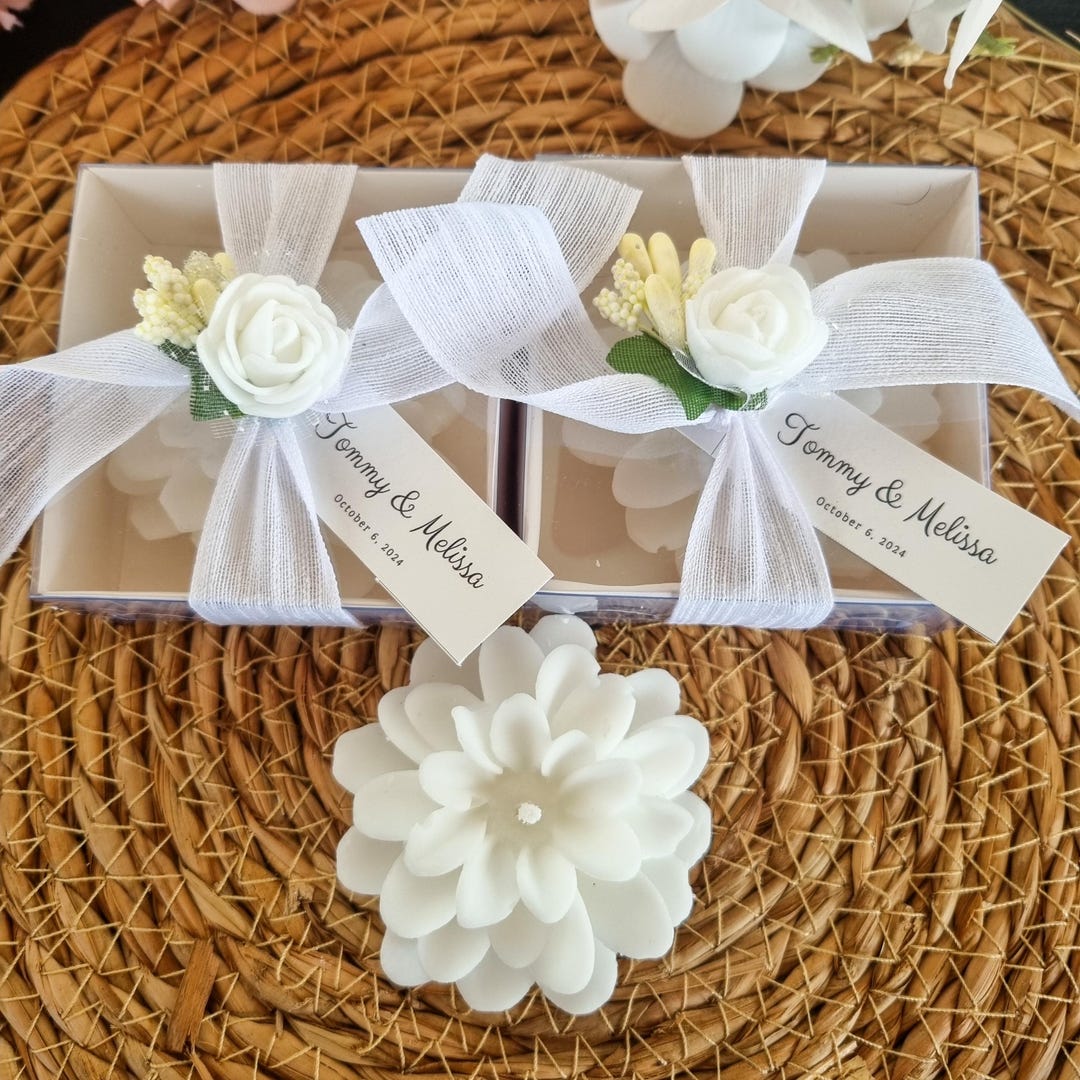 Personalized Wedding Lotus Candle Favors for Guests, Wedding Lotus ...