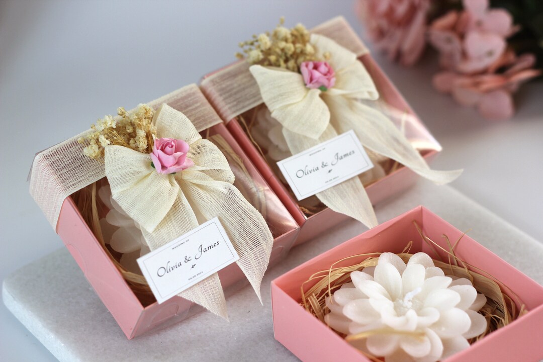 Personalized Lotus Candle Wedding Favors for Guests, Baby Shower Favors ...