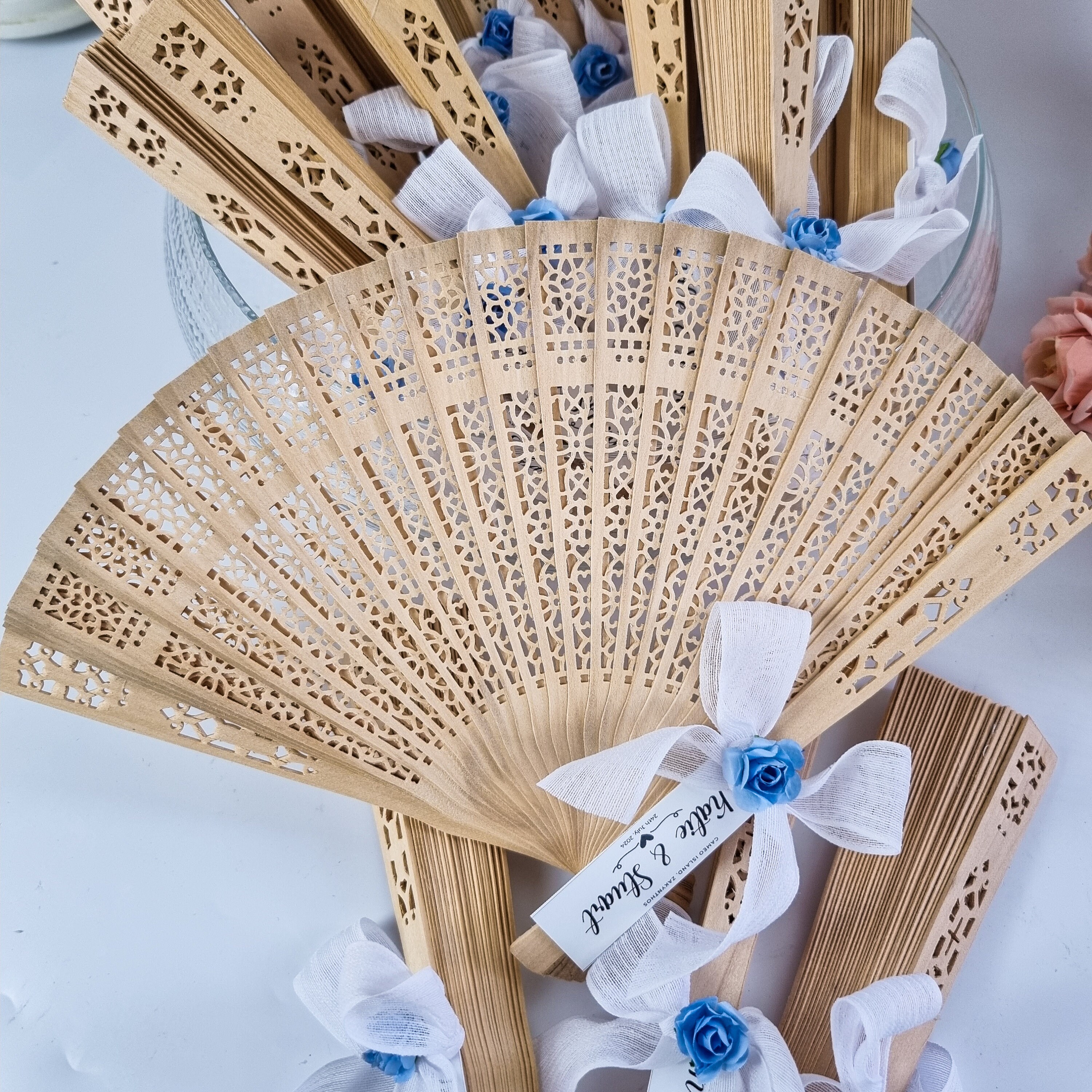 Customised Traditional Fan Custom Wedding Favor Fans Personalized - 30Pcs Custom Engraved Wooden ...