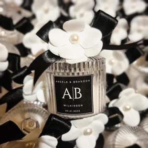 Bomboniera personalizzata con candela per gli ospiti, bomboniere in bianco e nero, regalo di nozze unico, bomboniera con candela per matrimonio, regalo con candela per matrimonio