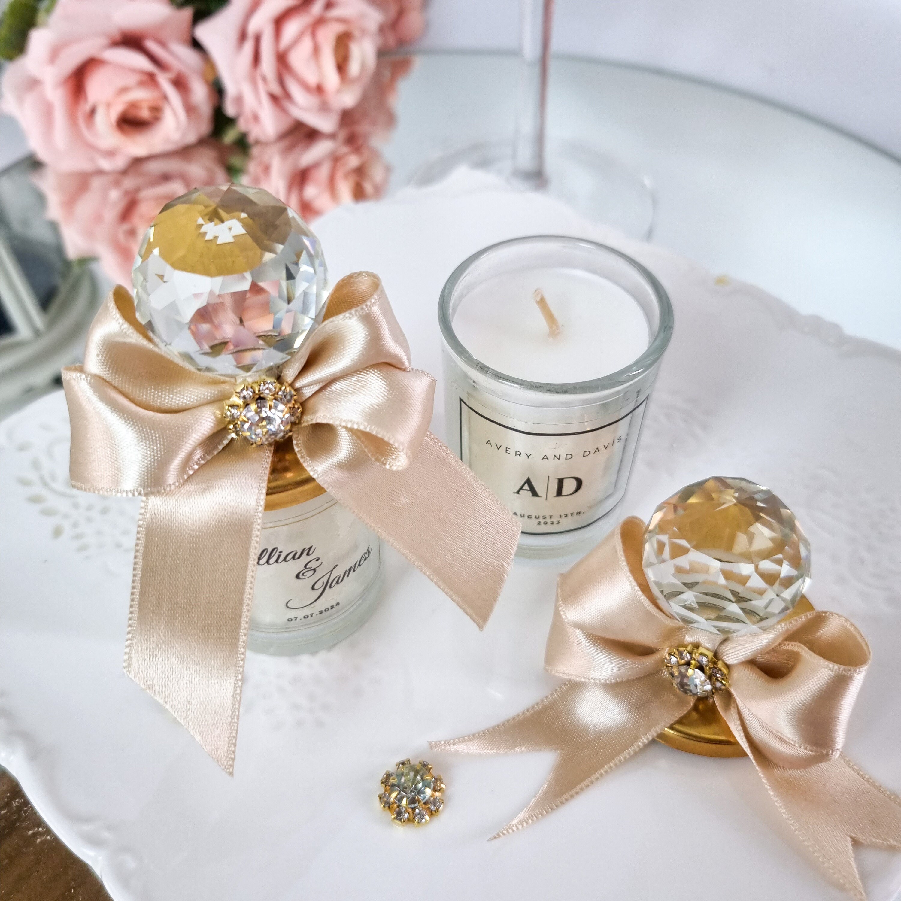 Personalized Crystal Lid Wedding Favor Candle, Elegant Gift - Etsy