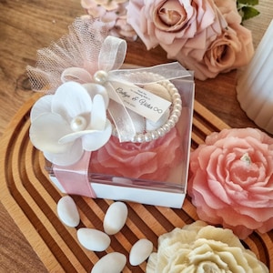 Personalized Wedding Almond Candy Favors For Guests, An Italian Wedding Tradition Five Sugared Almond Candy Favor, Wedding Almond Candy Gift
