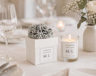 Candele personalizzate come bomboniere per matrimoni – Eleganti candele in barattolo di vetro per gli invitati a addii al nubilato ed eventi speciali.