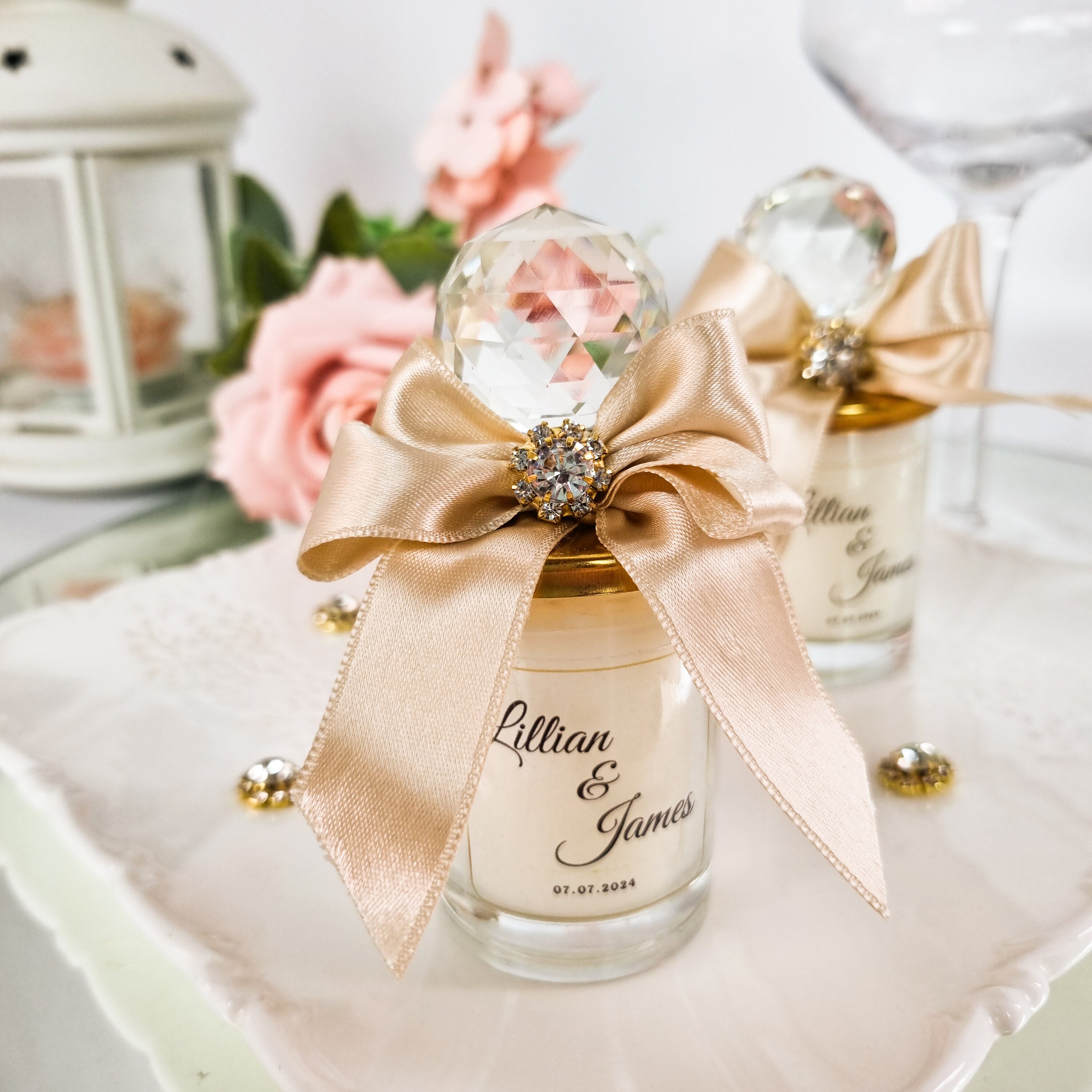 Personalized Crystal Lid Wedding Favor Candle, Elegant Gift - Etsy