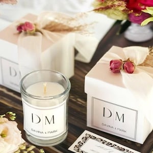 Caja de vela en frasco de vidrio para obsequios de boda para invitados al por mayor, obsequios de despedida de soltera, obsequios de boda personalizados, obsequios de vela de boda personalizados