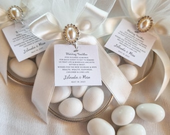 Bomboniere personalizzate con caramelle alla crema e mandorle, regalo con coriandoli italiani
