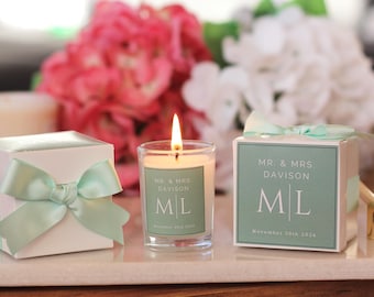 Personalized Wedding Favor Candle, Glass Jar, Bulk Candle Favors