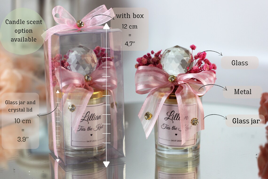 Personalized Elegant Candle Wedding Favor for Guests, Bridal Shower ...
