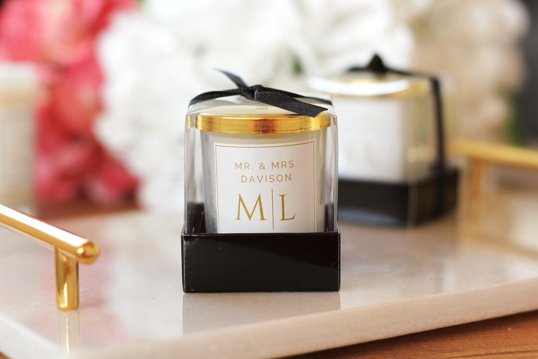 Personalized Wedding Favor Candle, Glass Jar, Custom Name - Etsy