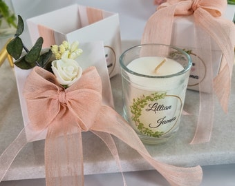 Personalized Wedding Favor Glass Jar Candle for Guests, Italian Bomboniere, Party Candle Favor, Wedding Candle Gift, Custom Name Candle