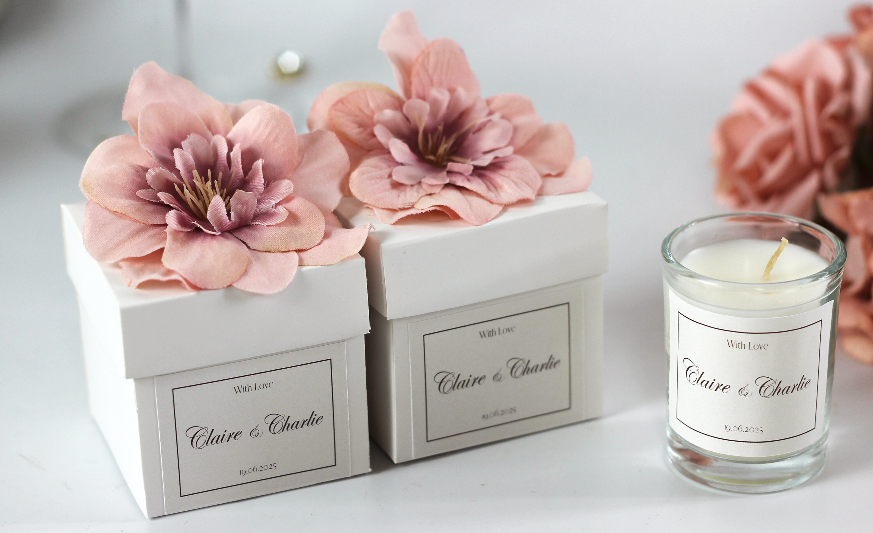 Personalized Elegant Candle Wedding Favor for Guests, Bridal Shower ...