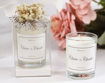 Personalisierte Hochzeit Favor Kerze, elegantes Glas, Brautparty Geschenk