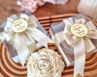 Personalized Peony Candle Wedding Favors For Guests In Bulk, Peony Candle Favors, Wedding Candle Gift, Engagement Candle Favor,Flower Candle