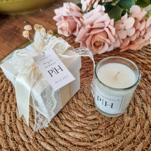 Personalized Elegant Glass Jar Candle Box Wedding Favor for Guests, Bridal Shower Favors, Black White Wedding Favors, Luxury Wedding Gift