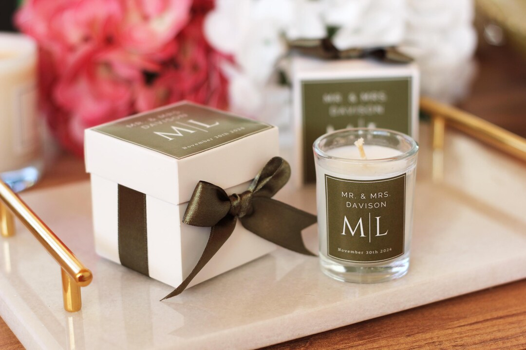 Personalized Wedding Favor Glass Jar Candle for Guests, Wedding Candle ...