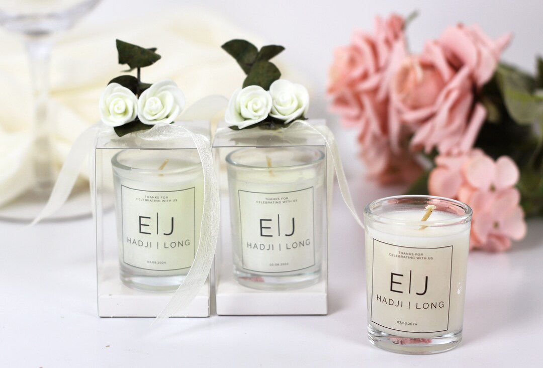 Personalized Elegant Candle Wedding Favor for Guests, Bridal Shower ...