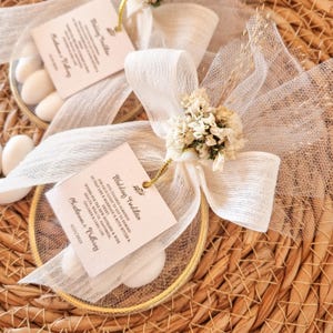 Personalized Wedding Almond Candy Favors For Guests, An Italian Wedding Tradition Five Sugared Almond Candy Favor, Wedding Almond Candy Gift