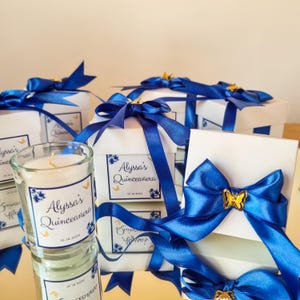 Personalized Royal Blue Quinceanera Butterfly Candle Favor for Guests In Bulk, Quinceanera Favors, Sweet 16 Favors, Birthday Party Favors