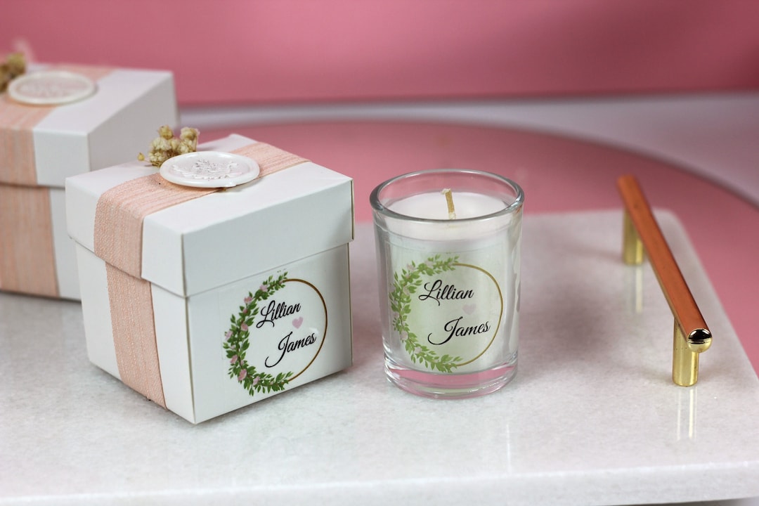Personalized Elegant Candle Wedding Favor for Guests, Bridal Shower ...