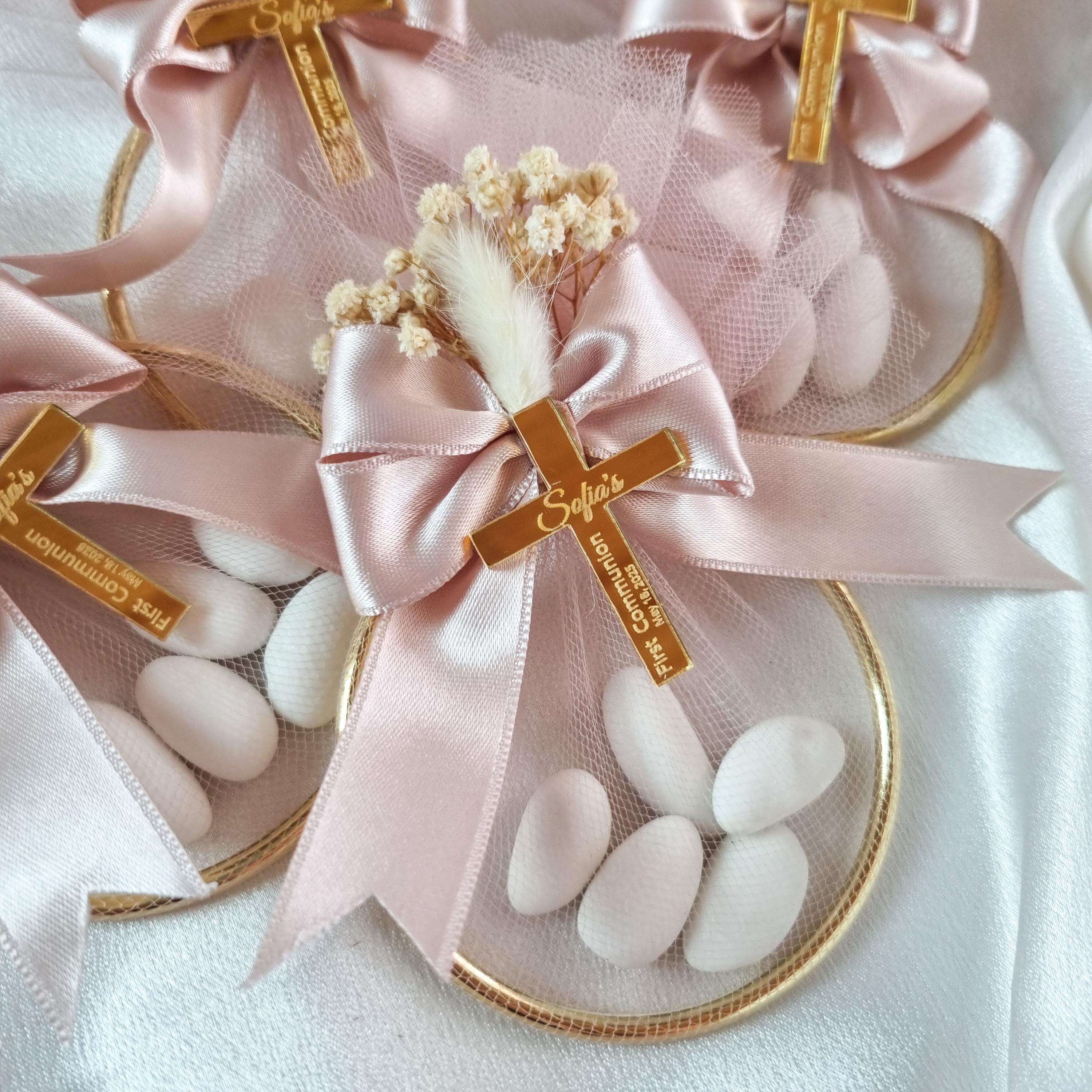 Rosa Taufe Gastgeschenke für Gäste, erste heilige Kommunion Gastgeschenke, Mandel Süßigkeiten Gastgeschenke, Taufe Gastgeschenke, Taufgeschenk,