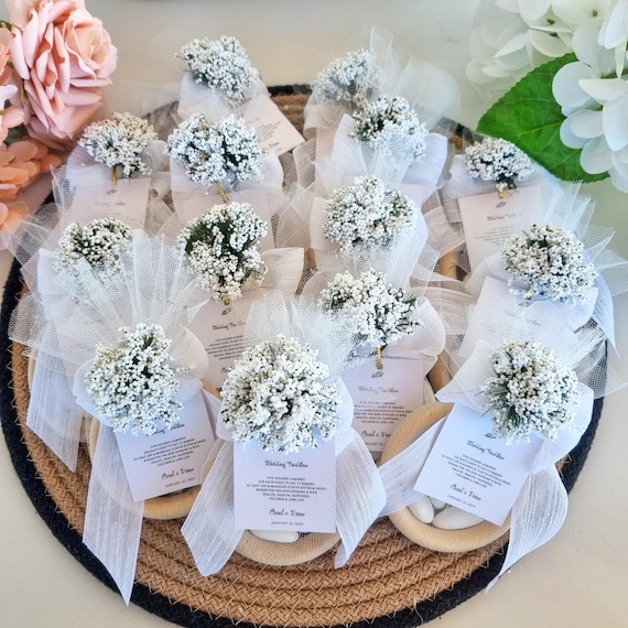 Personalized Wedding Almond Candy Favors For Guests, An Italian Wedding Tradition Five Sugared Almond Candy Favor, Wedding Almond Candy Gift