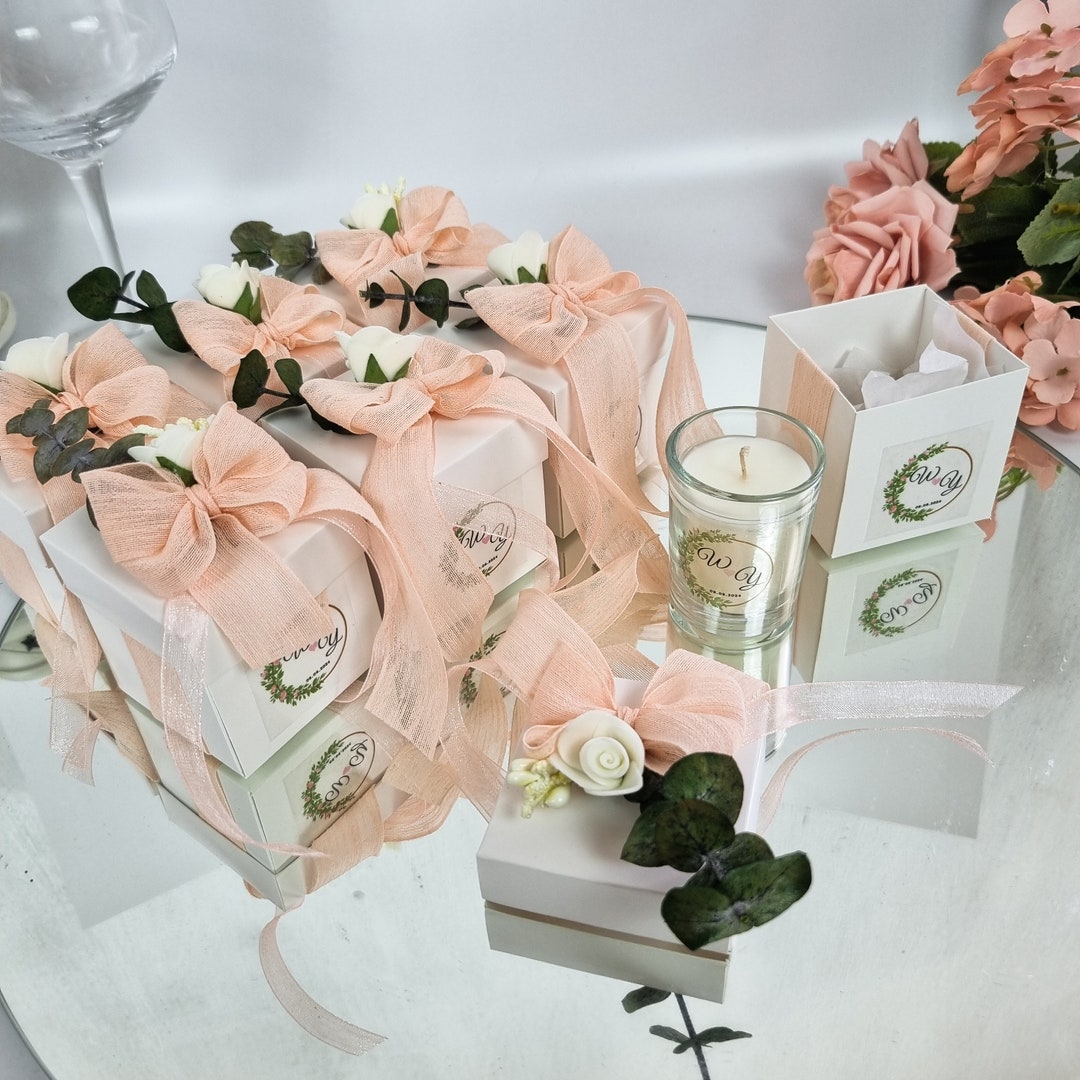 Personalized Elegant Candle Box Wedding Favor for Guests, Bridal Shower Favor, Wholesale Wedding