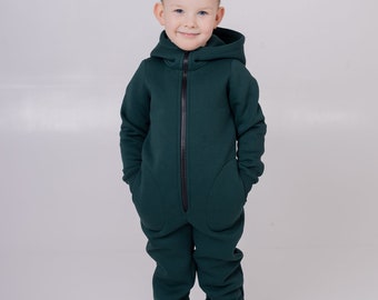 Kid's warm jumpsuit with zipper , children's overall with hood for boys and girl